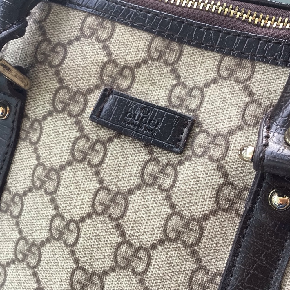 Authentic Gucci Monogram GG Plus Boston Top Zip Tote - Picture 7 of 16